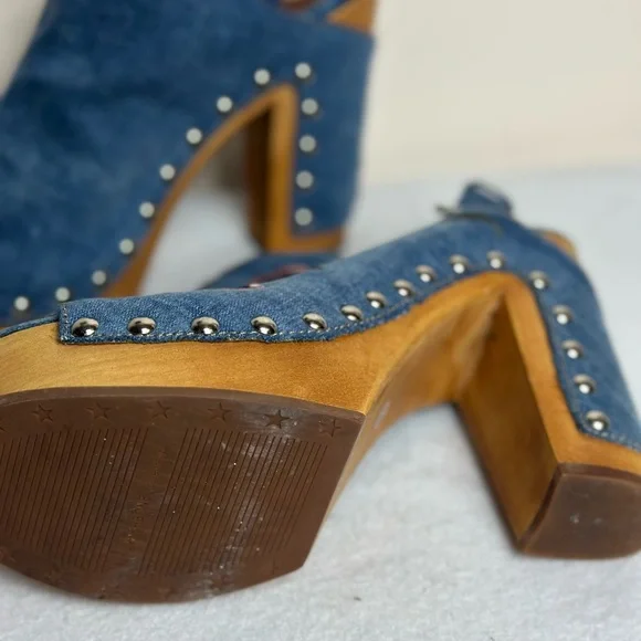 Wishbone Collection Platform denim sandals hippie boho 70s 60s size 9 - Picture 7 of 7